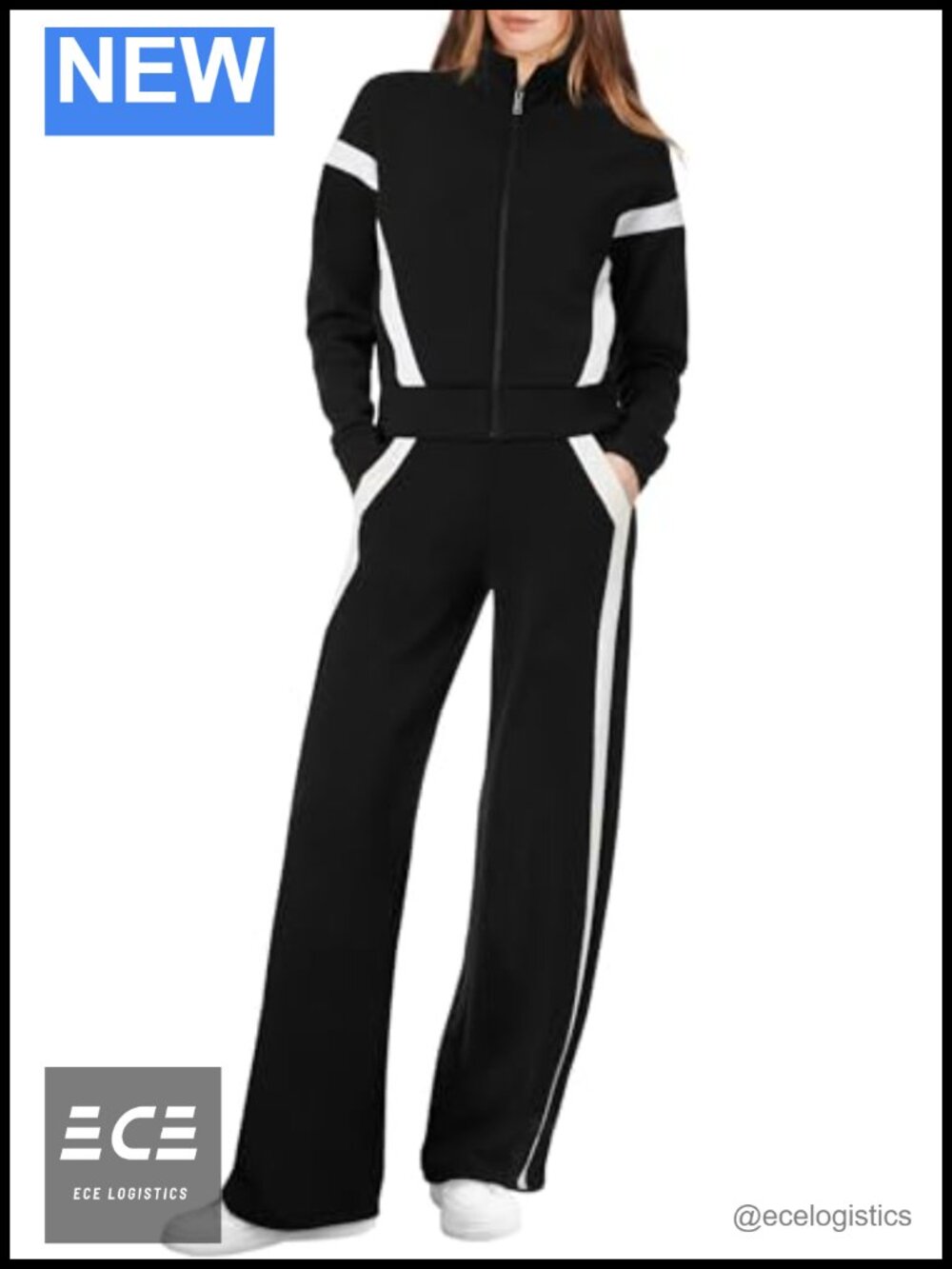 Women's 2 Piece Sweatsuit Set Zip Up Sweatshirt Wide Leg Sweatpants Lounge